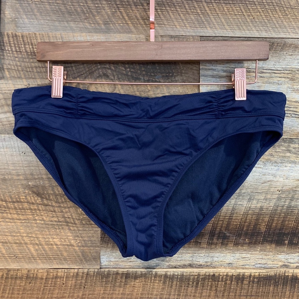 EUC – Athleta – Ruched Bikini Bottoms – Navy – Size Large